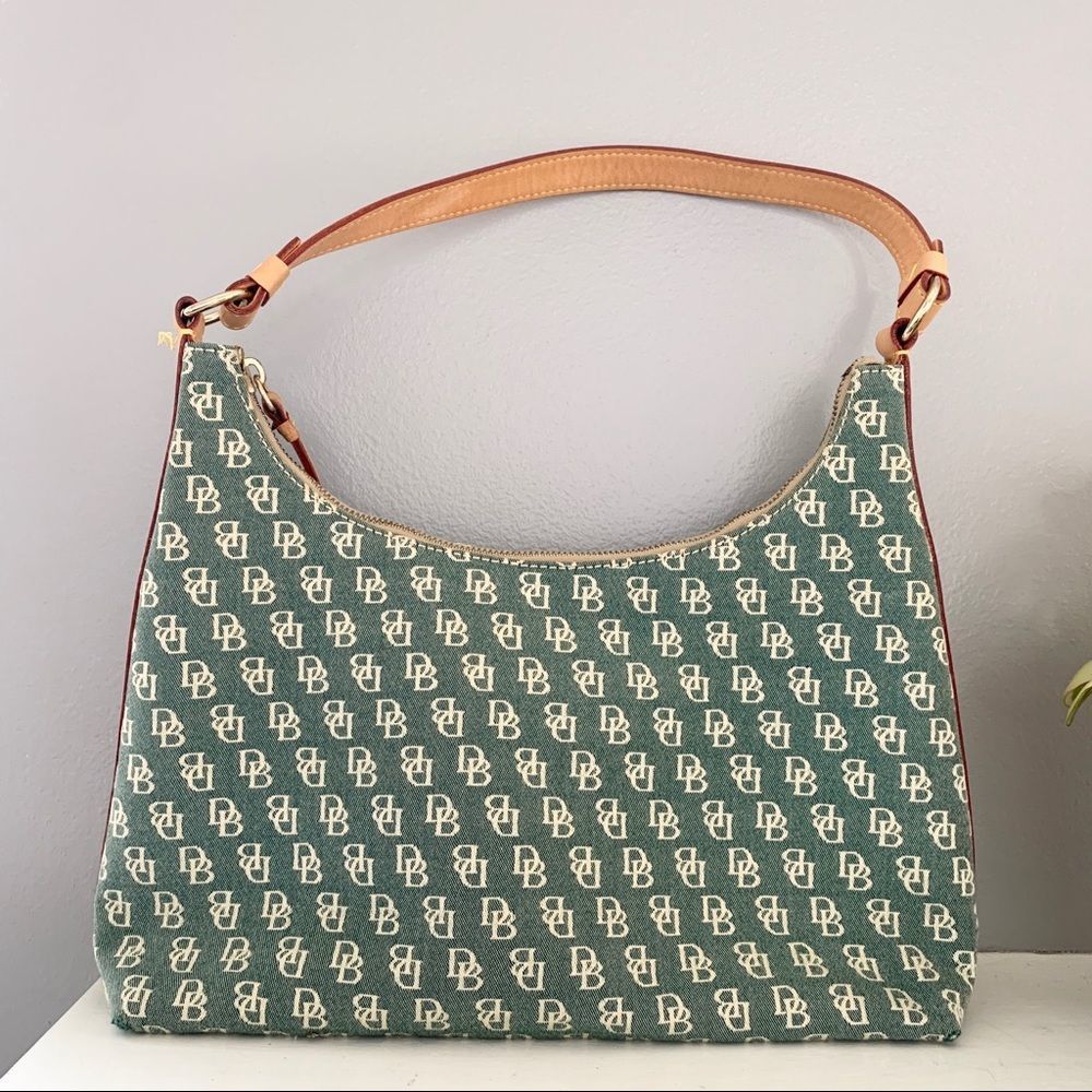 Dooney & Bourke Green and Tan Hobo Bag